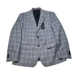 Tommy Hilfiger Conrad Sport‎ Coat Mens 42S 42 Light Blue Plaid Stretch NEW $295